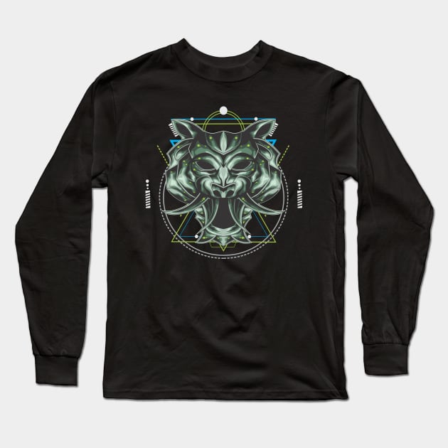 TIGER MASK SACRED GEOMETRY Long Sleeve T-Shirt by sugiartoss_